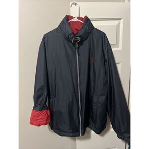 US Polo Assn Navy Windbreaker Bomber Jacket Coat Mens Sz XXL Red Fleece Lined*